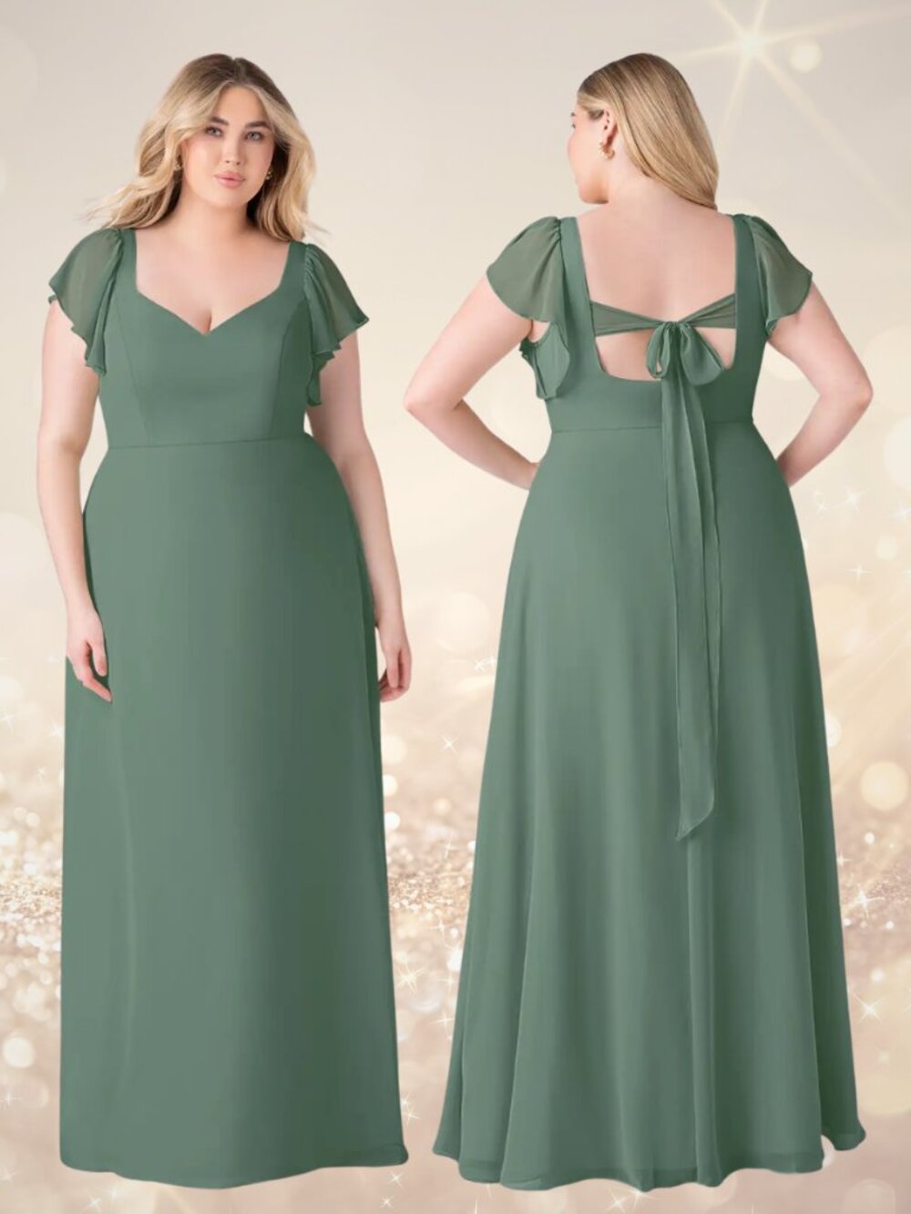 NWT Azazie Syenna Eucalyptus A-Line Ruched Chiffon Dress A24 24 Bridesmaid NEW